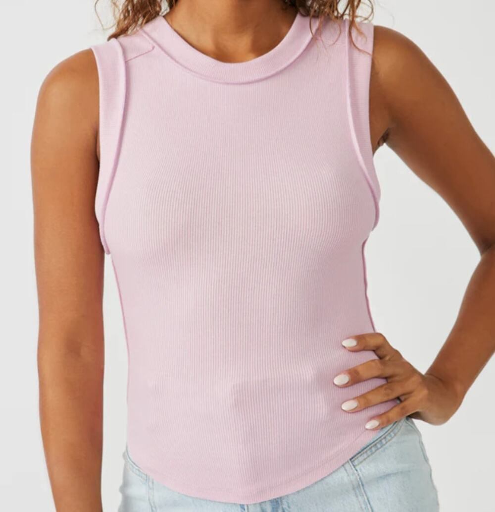 Free People NWOT We The Free Kate Ribbed Stretch Tank Top Pink Small